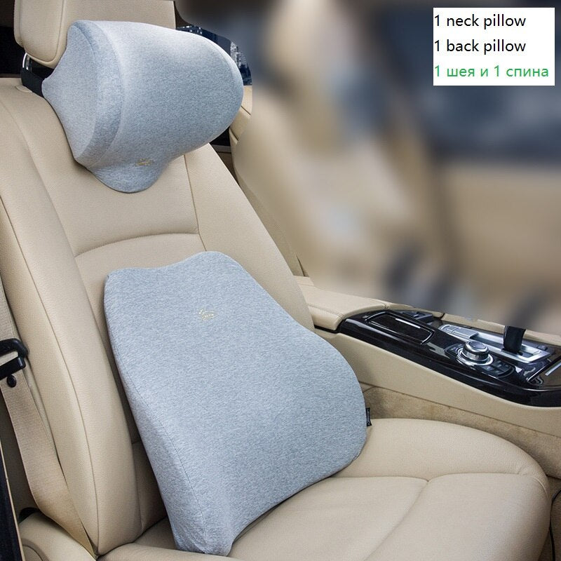 Auto Car Cushion Memory Foam Backrest Headrest  Waist Cushion Back Neck PillowPad