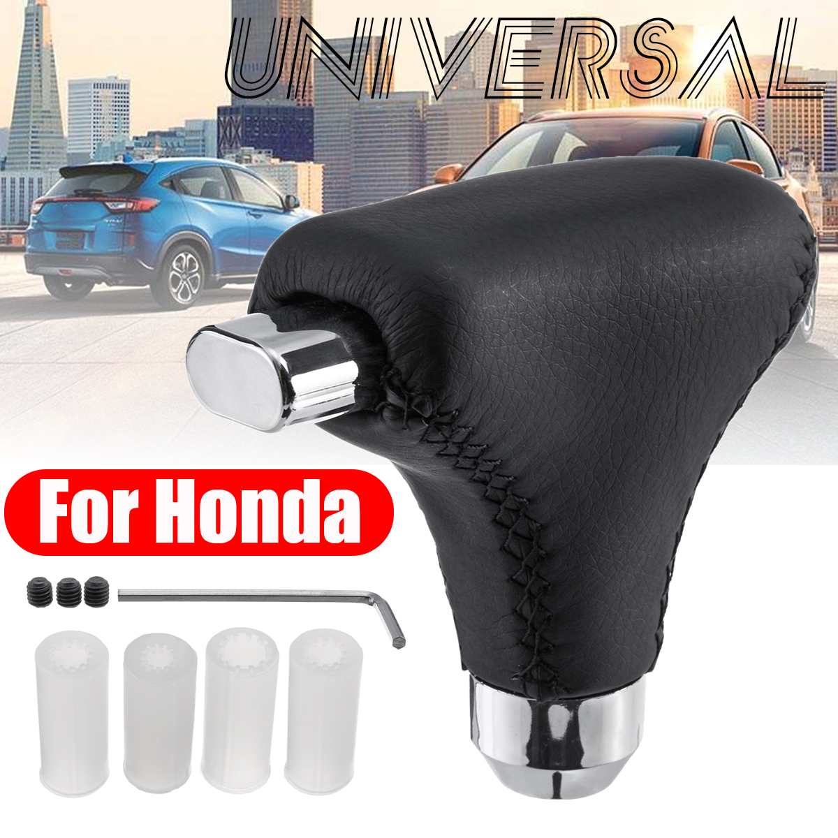 Car Black Universal PU Leather Gear Shift Knob for Honda Tools