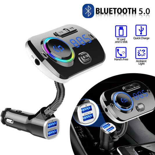 Bluetooth Compatible Car Wireless Transmitter LED USB Charger