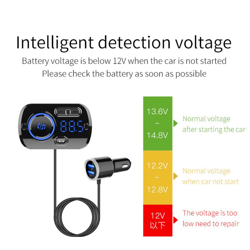 Bluetooth Compatible Car Wireless Transmitter LED USB Charger