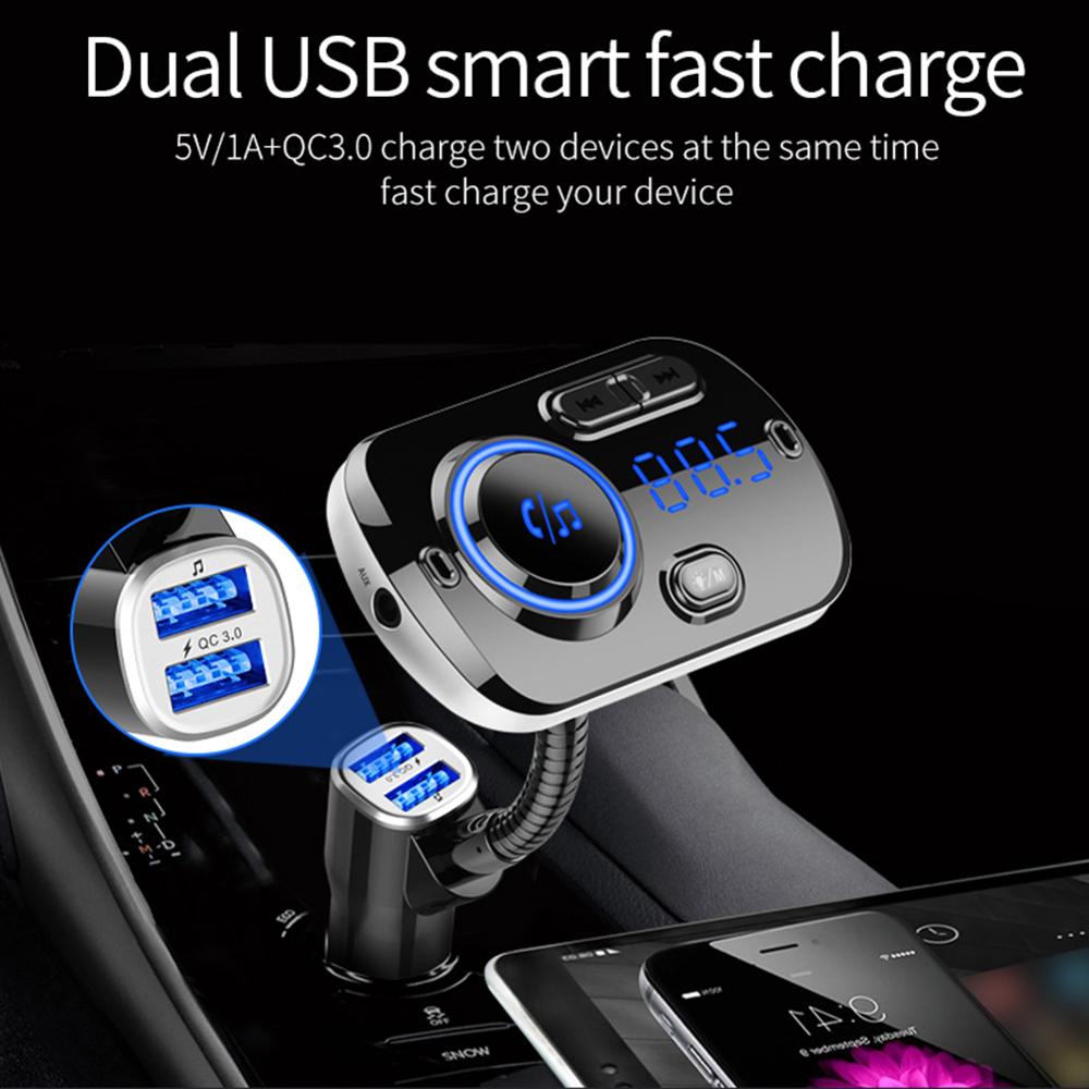 Bluetooth Compatible Car Wireless Transmitter LED USB Charger