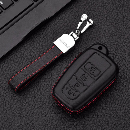 Car Leather Key 4D Case Holder 4 Button Pocket For Toyota Avalon Camry Land Cruiser Prado Corolla RAV4