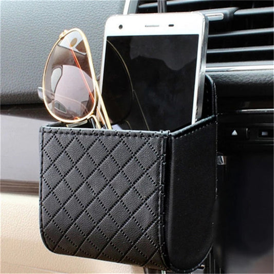 Car Air Vent Storage Auto  Leather Organizer Bag