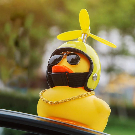 Car Motorcycle Broken Wind Small Yellow Duck Decor