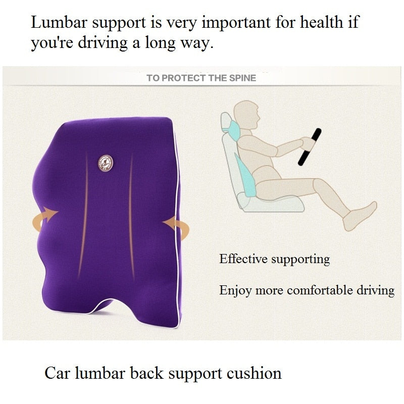 Car Seat Back Cushion Lumbar Pillow Memory Foam Ergonomic Comfort Body