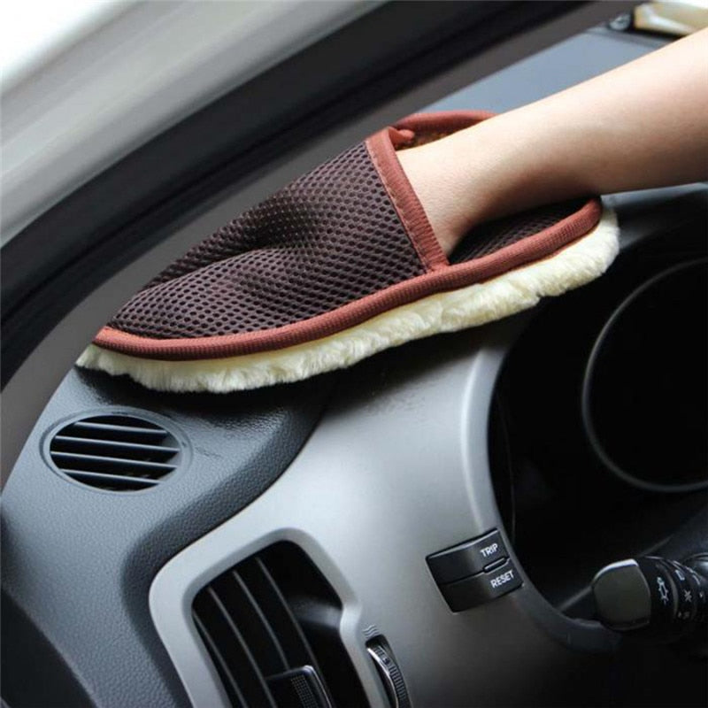 Car Clean Wool Cashmere Washing Gloves  For Kia Vesta VW POLO Ford Focus