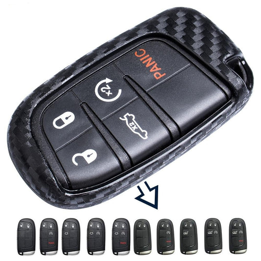 Carbon Fiber Jeep Car Remote Key Fob Case for Grand Cherokee Dodge Journey Chrysler Smart Remote