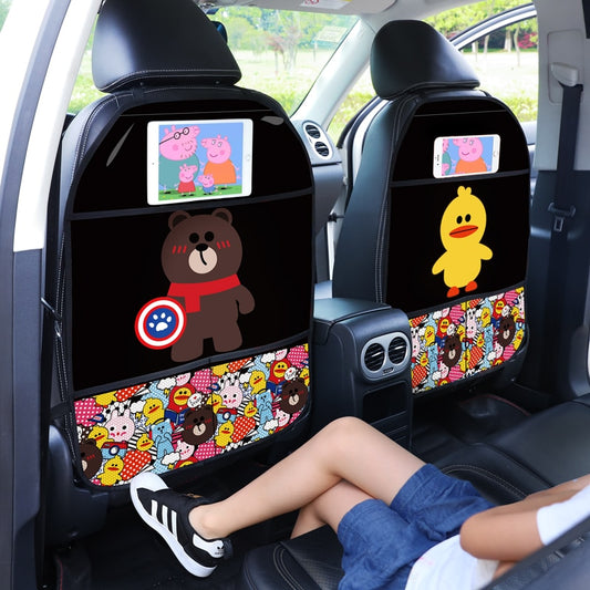 Car Seat Back Cartoon Protective Kick Pad Cushion Storage