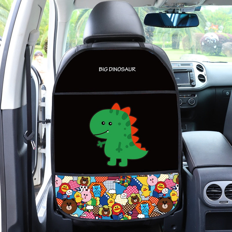 Car Seat Back Cartoon Protective Kick Pad Cushion Storage