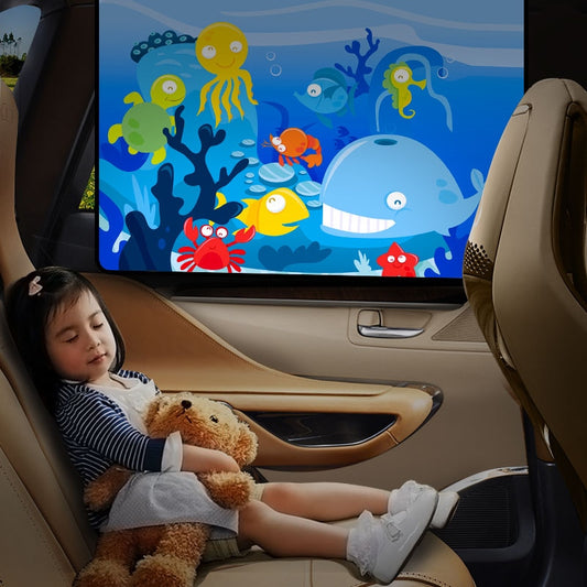 Car Side Window Sunshade Cartoon Adjustable Magnetic Curtain
