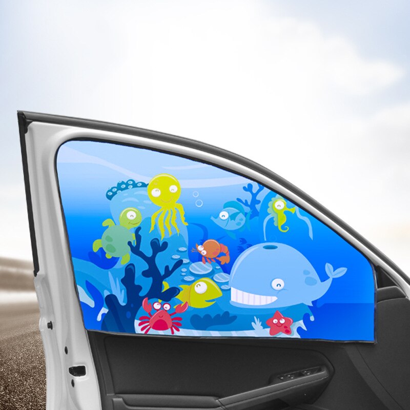 Car Side Window Sunshade Cartoon Adjustable Magnetic Curtain