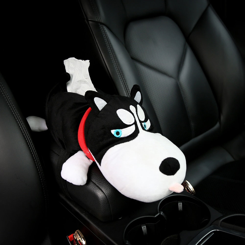 Car Tissue Box Cartoon Dog Napkin Armrest