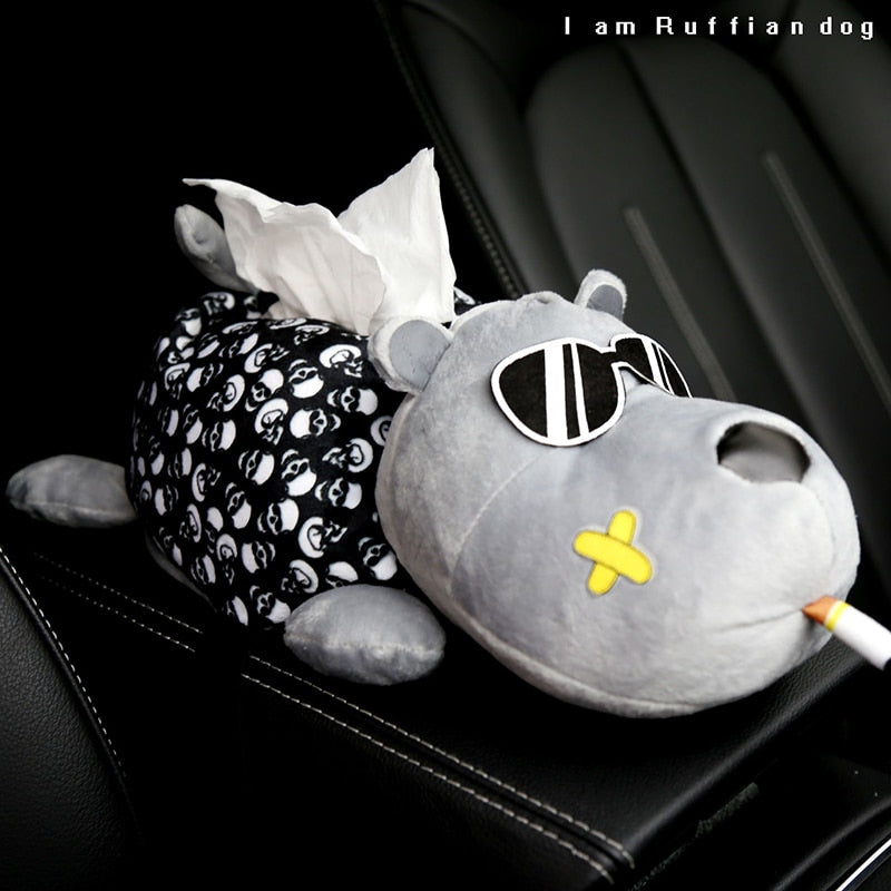 Car Tissue Box Cartoon Dog Napkin Armrest