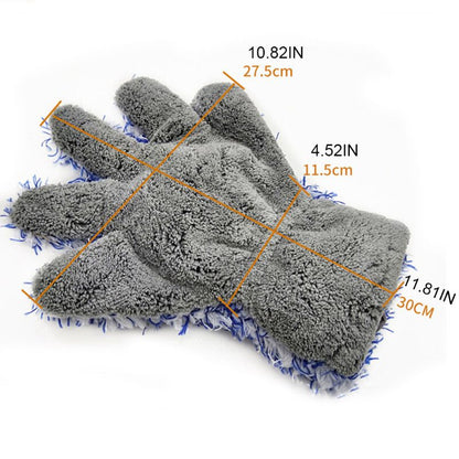 Car Wash Glove Double-sided Premium Plush Cleaning Five Finger Mitt Lint Scratch