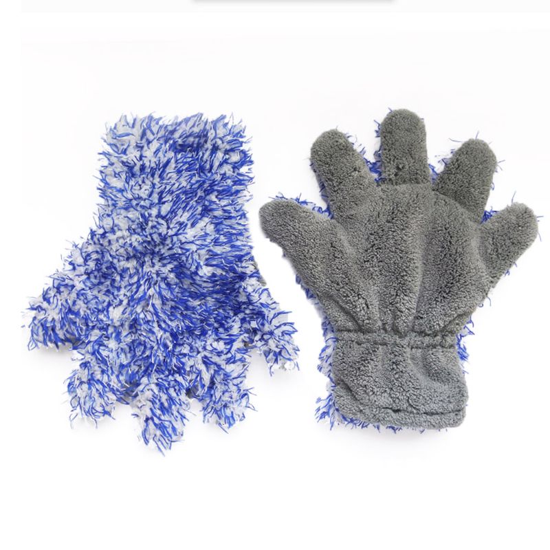 Car Wash Glove Double-sided Premium Plush Cleaning Five Finger Mitt Lint Scratch