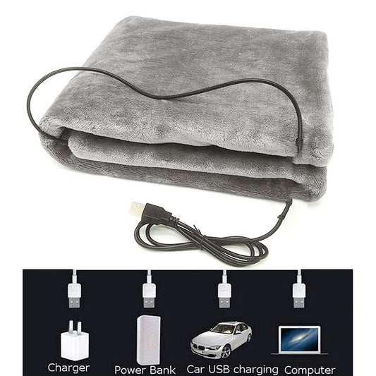Flannel USB Electric Blanket Heated Scarf Overheating Protection Cushion 39x28 Inch