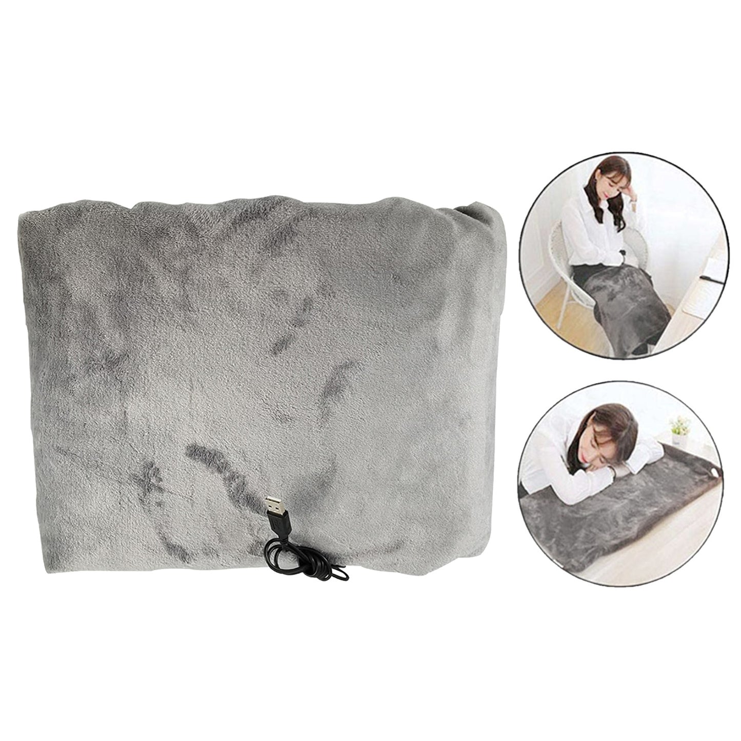 Flannel USB Electric Blanket Heated Scarf Overheating Protection Cushion 39x28 Inch