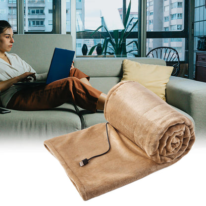 Flannel USB Electric Blanket Heated Shawl Throw Gears Multipurpose Warm Cushion