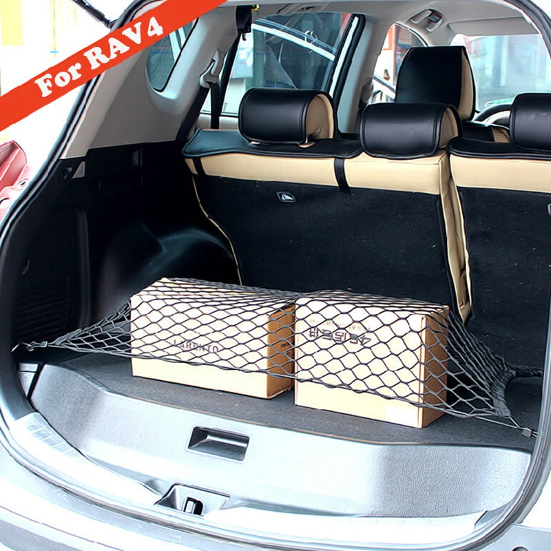Car Trunk Floor Cargo Net Mesh Luggage Elastic Hook Flat Nylon Straps For Toyota RAV4