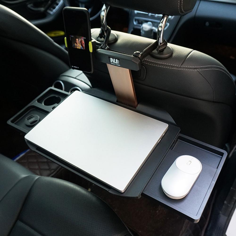 Car Foldable Laptop Desk Aluminum ABS Board Drawer Organizer