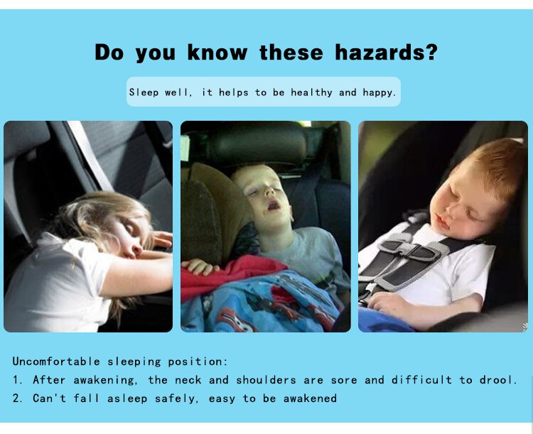 Car Safety Seat Head Support Fixed Sleeping Pillow Kids Headrest Adjustable