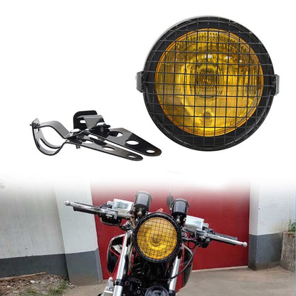 Retro Motorcycle Universal Side Mount Amber Headlight Racer Bracket Kit 35W 6.5 Inch
