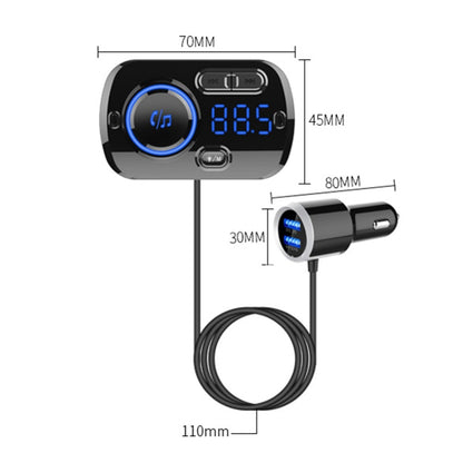 Bluetooth Compatible Car Wireless Transmitter LED USB Charger
