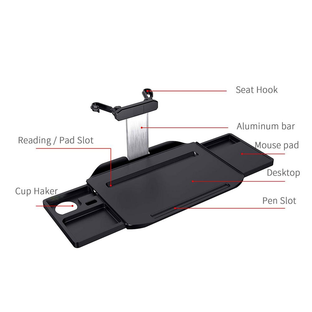 Car Foldable Laptop Desk Aluminum ABS Board Drawer Organizer