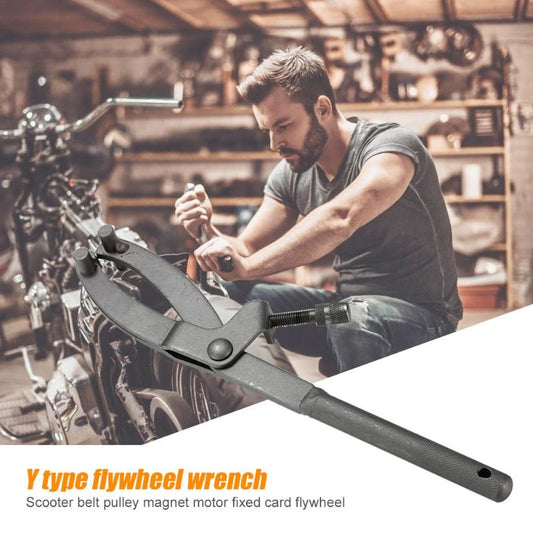 Wrench Flywheel Clutch Remover Puller Adjustable Motorcycle Spanner Durable Y-type Repairing Tool