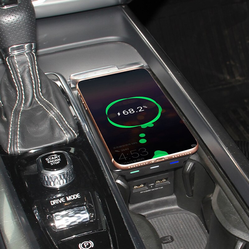 Car QI Wireless Charging Phone USB Plate For Volvo IPhone