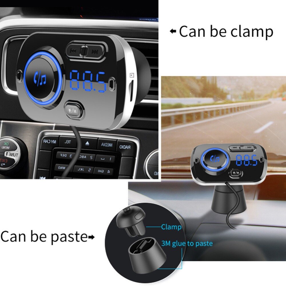 Bluetooth Compatible Car Wireless Transmitter LED USB Charger