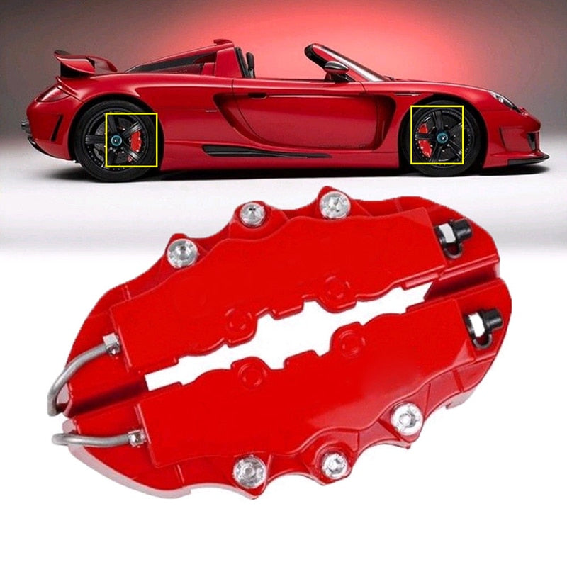 Car Brake Caliper Cover 3D Word Red Brake 4 Pcs Universal Sets