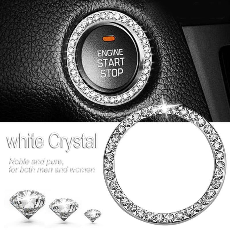 Auto Car Bling Key Car SUV Start Switch Button Decorative Diamond Ring 40mm/1.57"