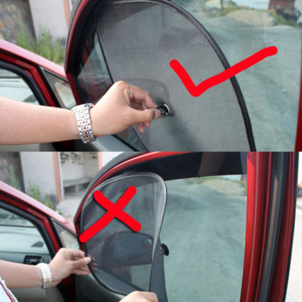 Car Side Window Sun Shade Visor Anti-UV Shield Curtain Mesh 2Pcs