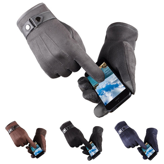 Motorcycle Driving Gloves Winter Warm Anti-Slip Feel Screen Finger Gloves