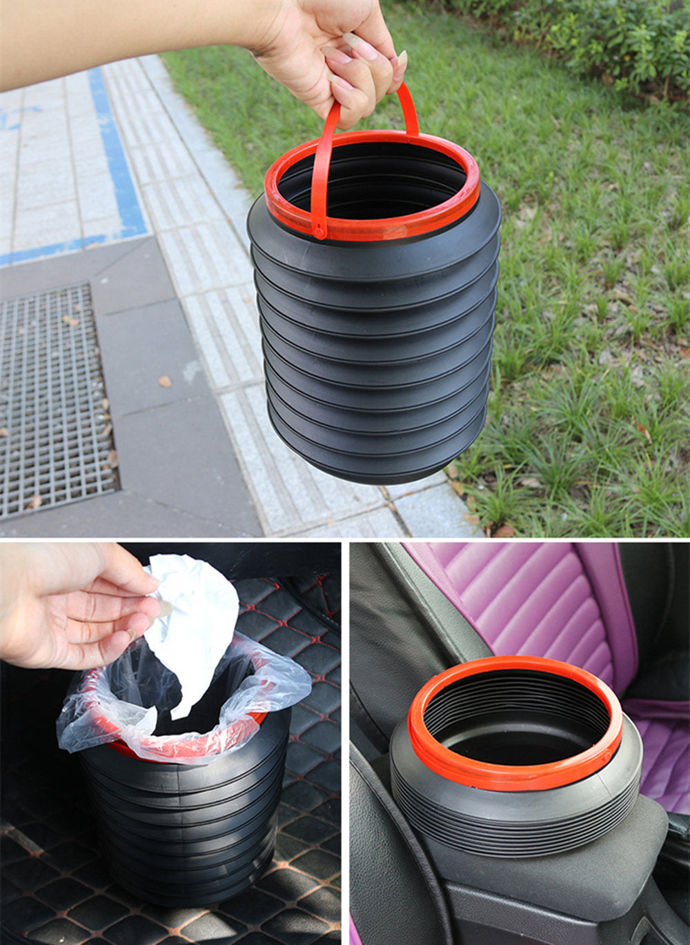 Auto Barrel Foldable Trash Wash Storage For Universal Cars
