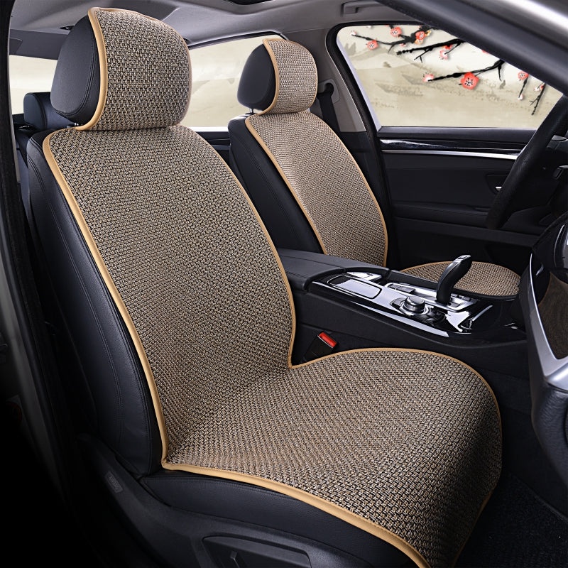 Car Seat Protector Flax Front Rear Seat Back Cushion Pad Mat 5 Seats