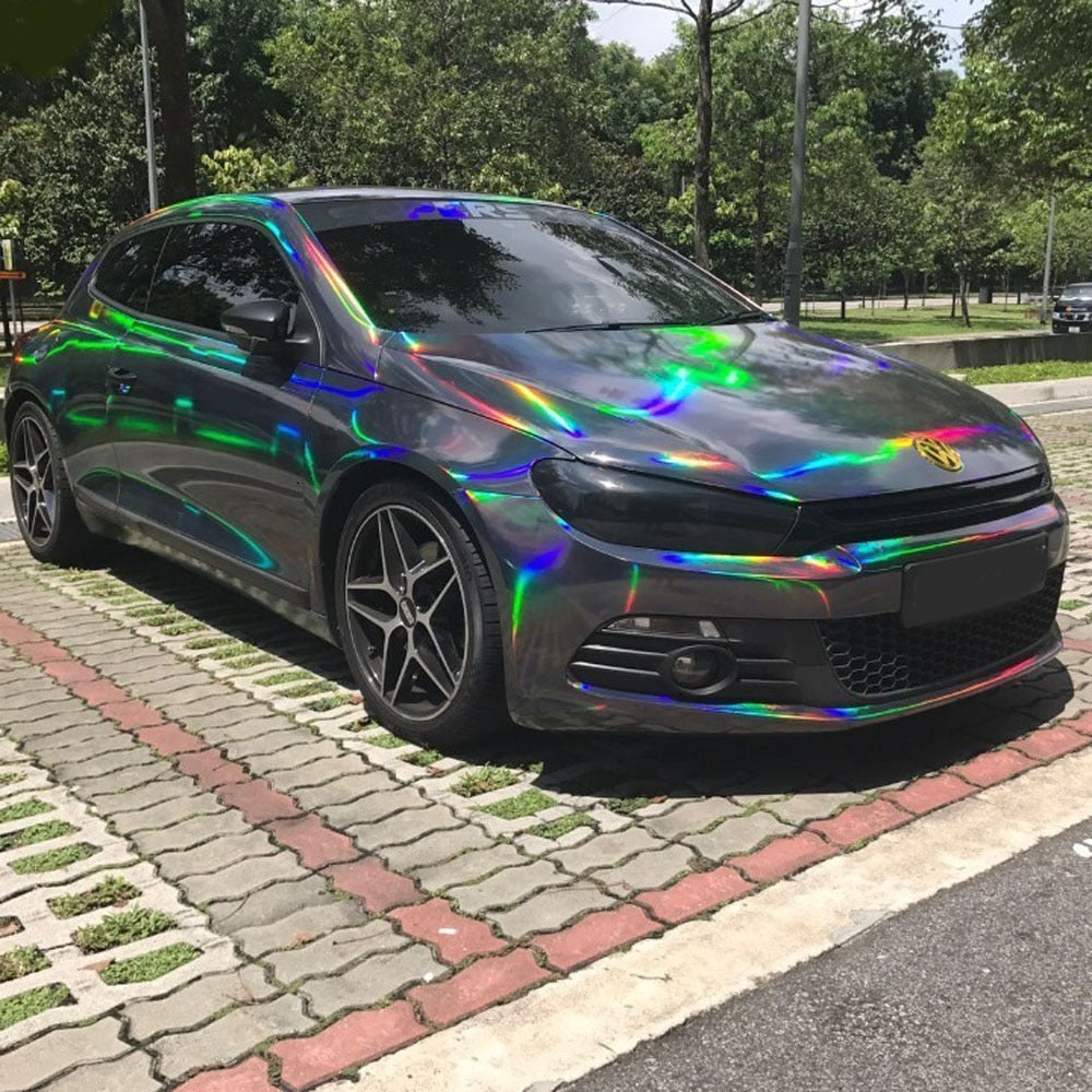 Car Chrome Black Stickers Body Wrap  Rainbow Decals