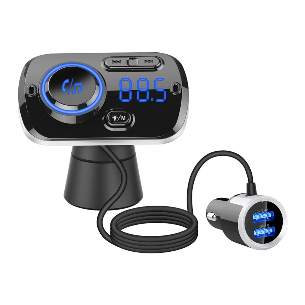 Bluetooth Compatible Car Wireless Transmitter LED USB Charger
