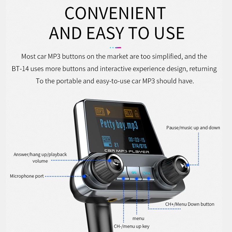 Car Bluetooth Transmitter Type-C Fast Charger