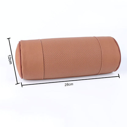 Car Neck Pillow Leather Cervical Memory Foam Round Roll Office Chair Bolster Headrest Cushion