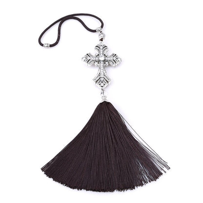 Car Pendant Hanging Decoration Cross Jesus Christian Metal And Crystal Diamond