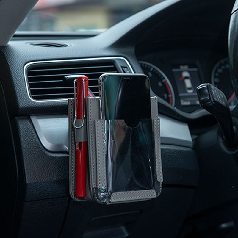 Car Vent Pocket Automotive Vent Phone Holder with Storage Box In-car Hanging Bag