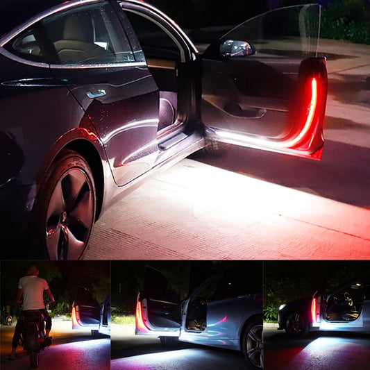 Car LED Door Warning Strobe Flash Lamp Anti-collision Decorative Light 120cm 2in1