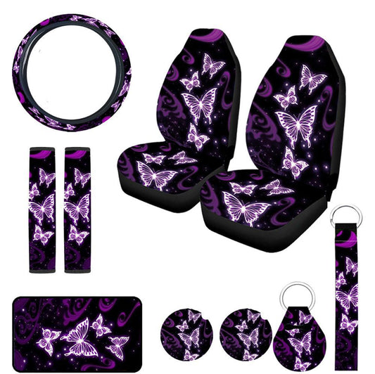Car Front Seat Cushion Cover Universal Butterfly 10 Pcs Sets