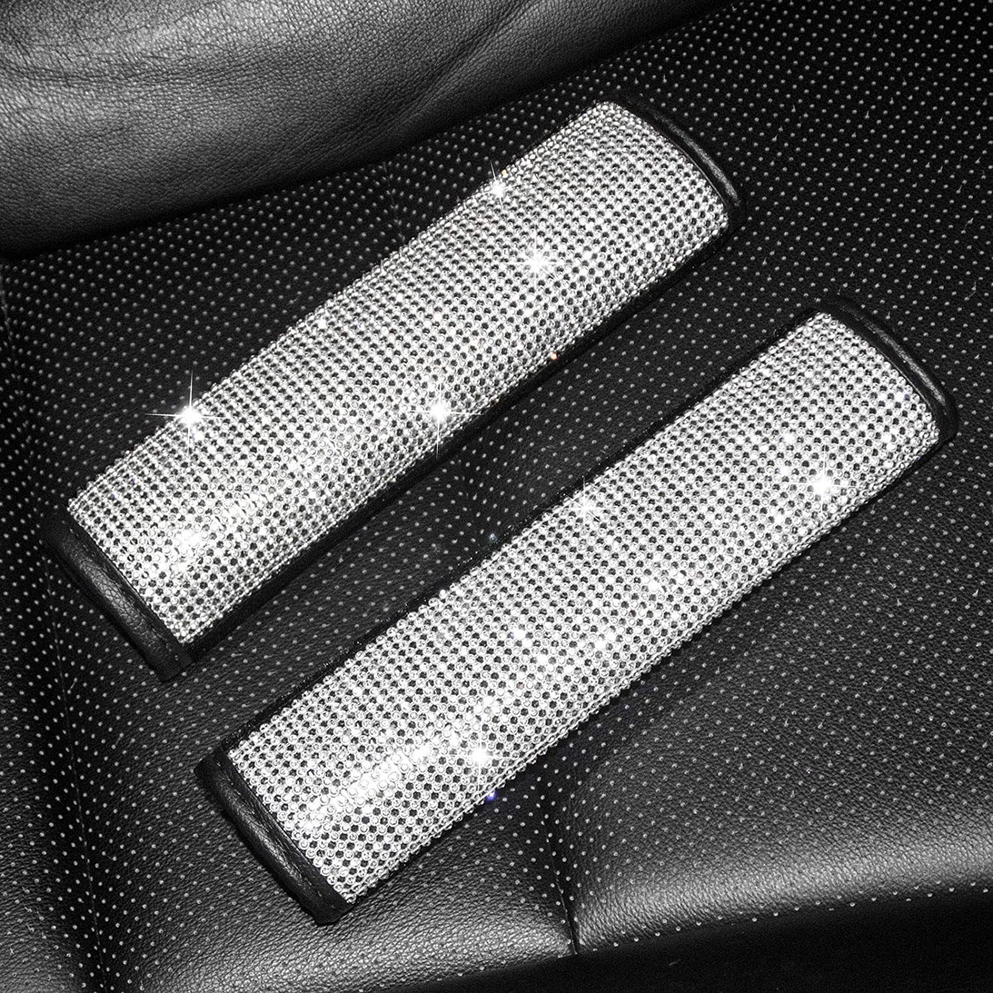Car Seat Shoulder Pad Soft Cushion PU Leather Trim Crystal Bling Belt