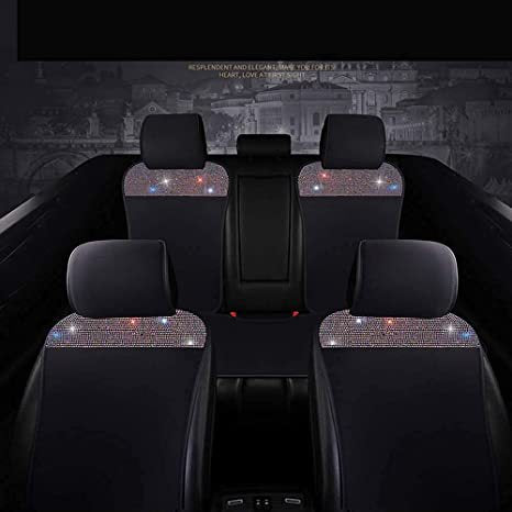 Car Universal Bling Back Crystal Rhinestones Seat Cushion Rear Bench Set