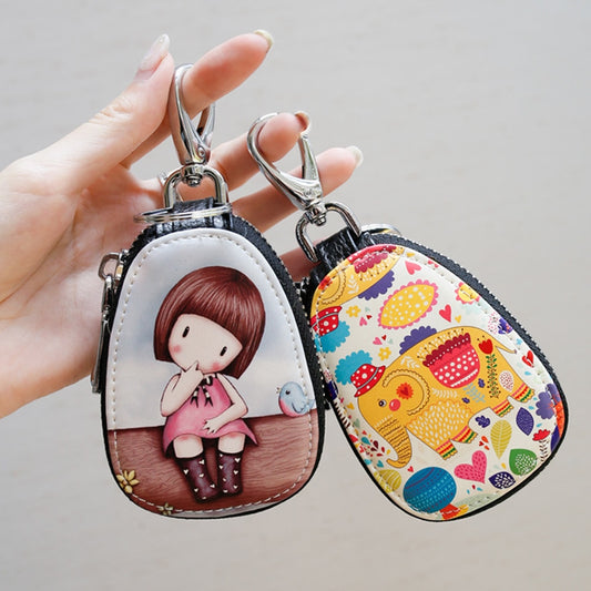 Car Key Case Cartoon Zipper Ladies PU Leather Coins Wallets