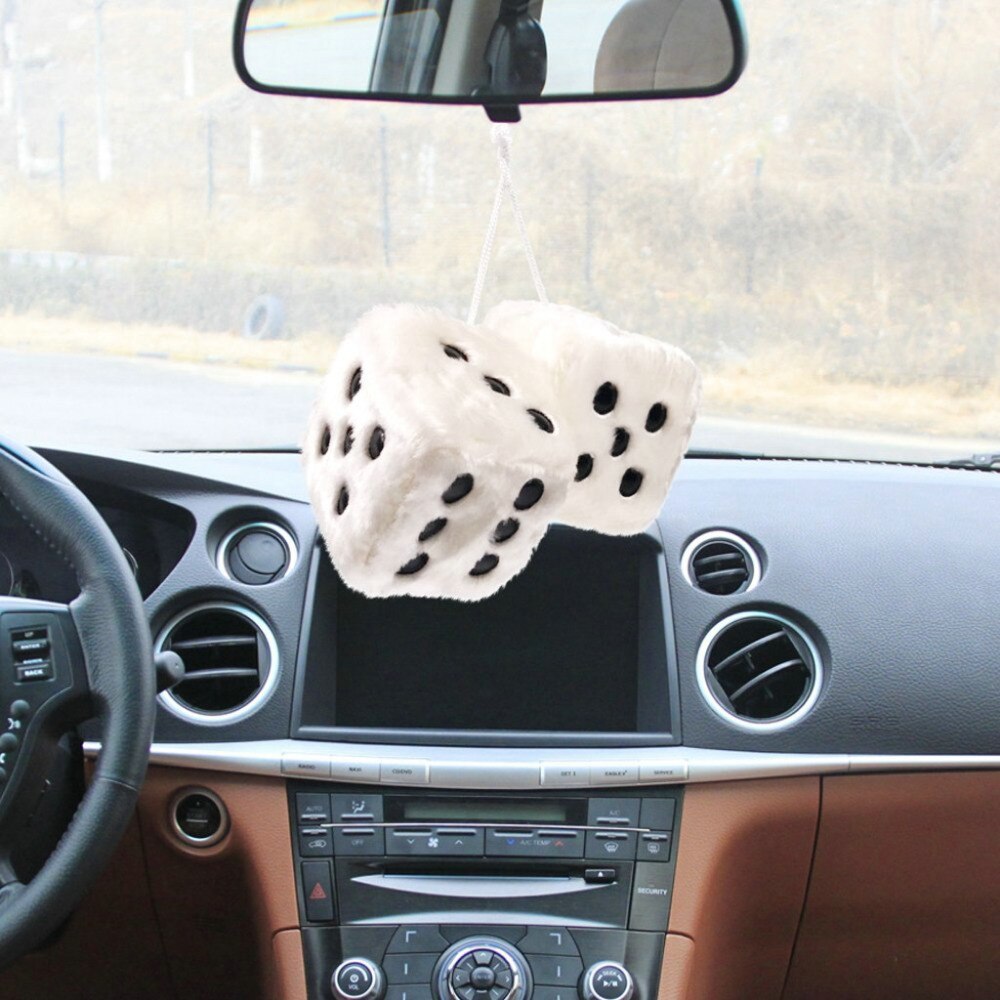 Car Colorful Plush Dice Craps Rear View Mirror Charms Hanging Decor