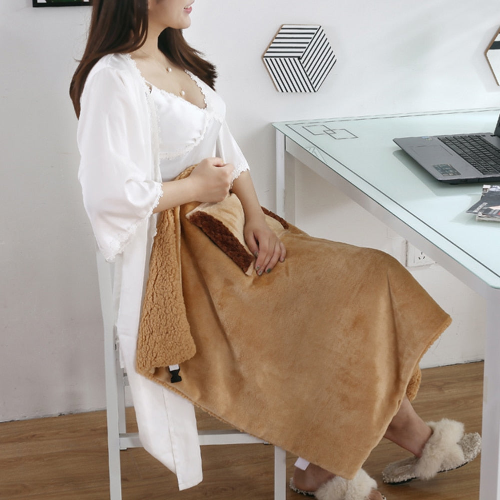 Portable Electric Heating Blanket Soft Skin Electric Adjustable Shawl Cushion